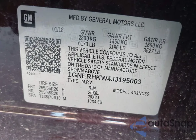 1GNERHKW4JJ195003: 43609007