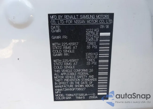 KNMAT2MV6GP738027: 43609073