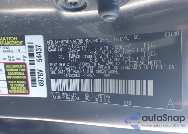 5TDKK3DCXBS039574: 43610384