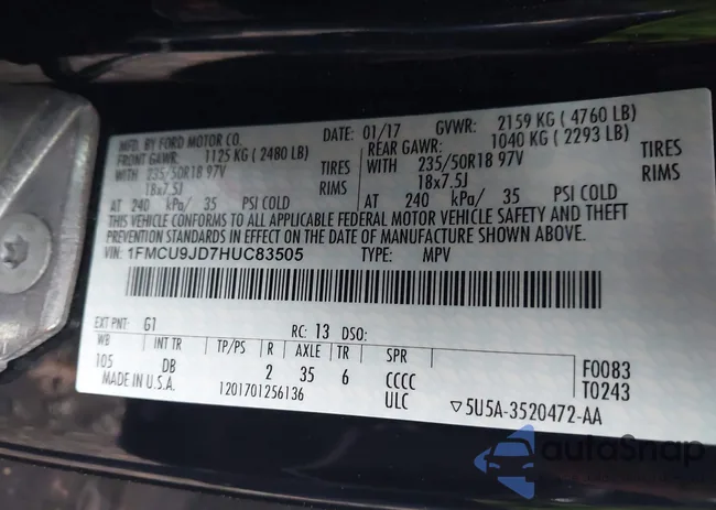 1FMCU9JD7HUC83505: 43610514