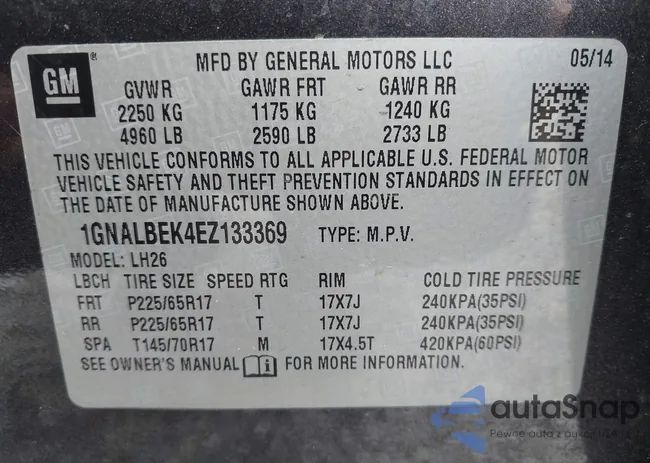 1GNALBEK4EZ133369: 43610559