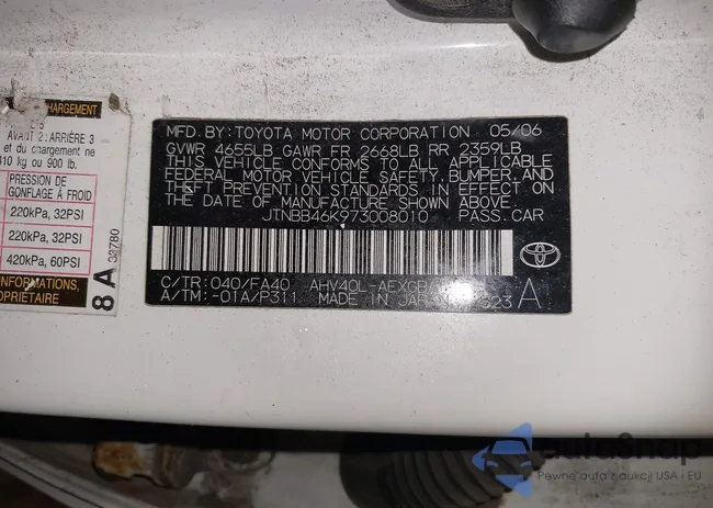 JTNBB46K973008010: 43610600