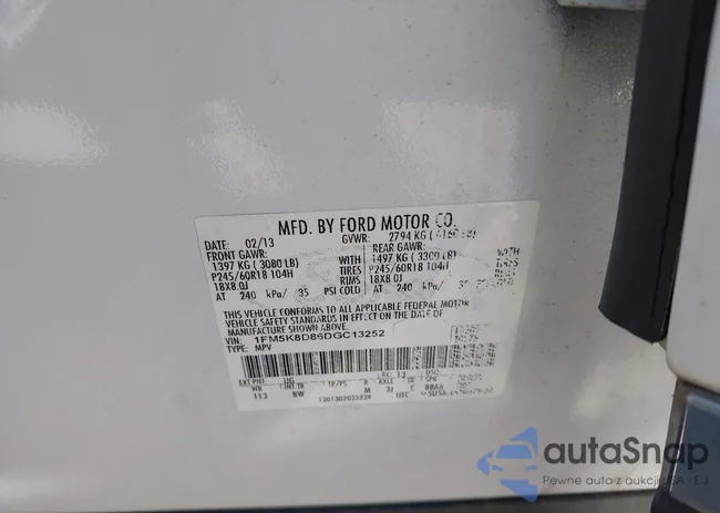 1FM5K8D86DGC13252: 43610719