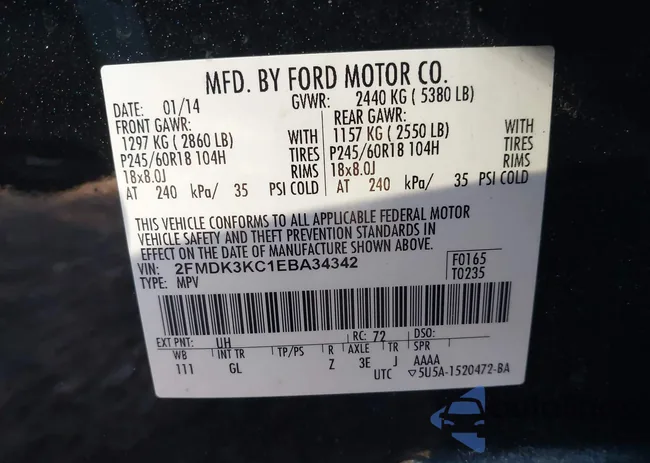 2FMDK3KC1EBA34342: 43610766