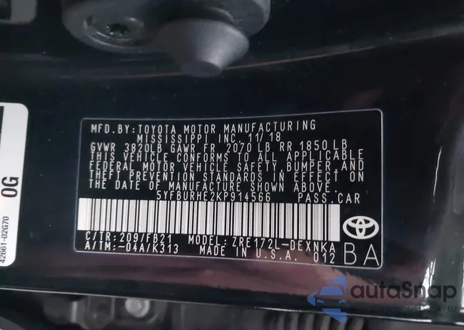 5YFBURHE2KP914566: 43609907