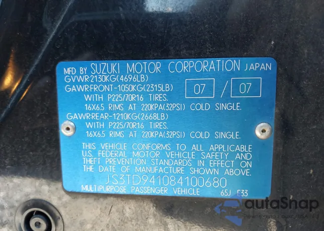 JS3TD941084100680: 43609983