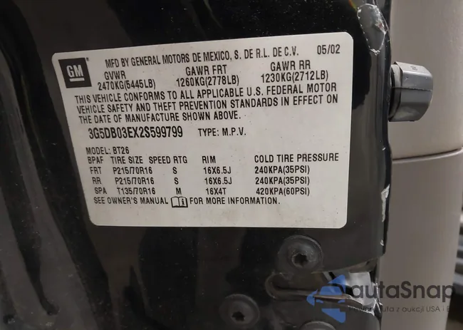 3G5DB03EX2S599799: 43610139