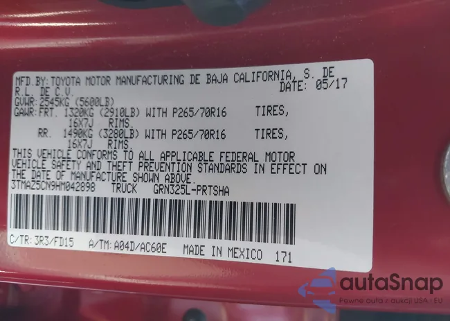 3TMAZ5CN9HM042898: 43611306