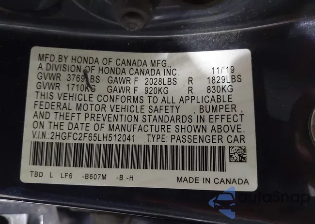 2HGFC2F65LH512041: 43611396