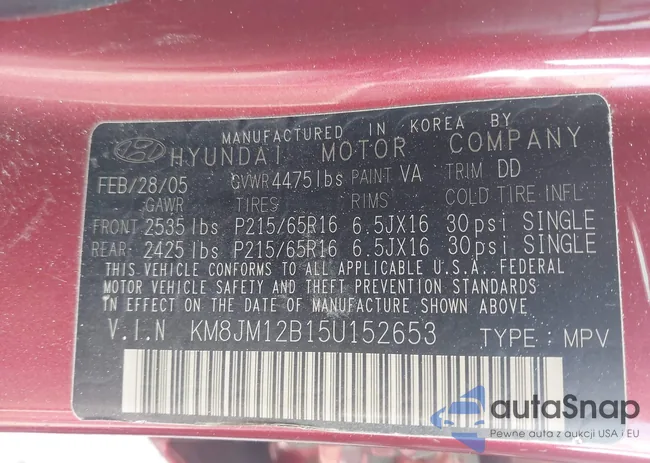 KM8JM12B15U152653: 43611546