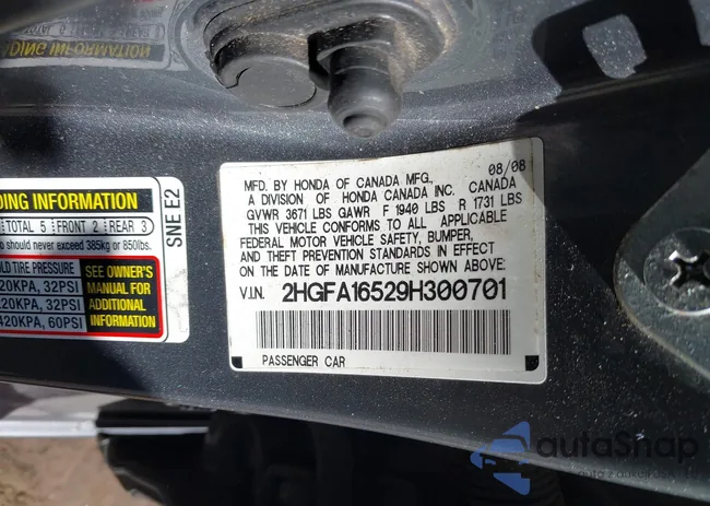 2HGFA16529H300701: 43611669