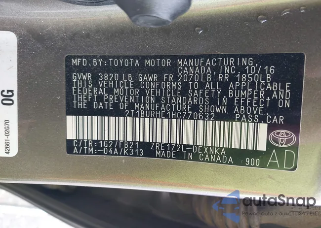 2T1BURHE1HC770632: 43611672