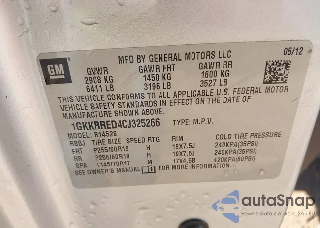 1GKKRRED4CJ325266: 43611730