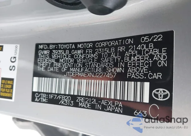 JTDEPMAEXNJ227457: 43611777