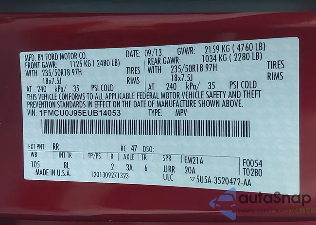 1FMCU0J95EUB14053: 43611198