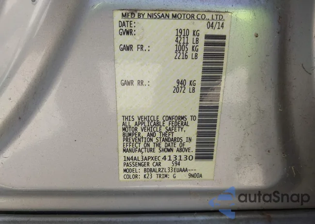 1N4AL3APXEC413130: 43611201