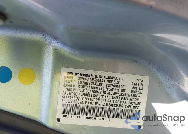 5FNRL18884B136866: 43611213