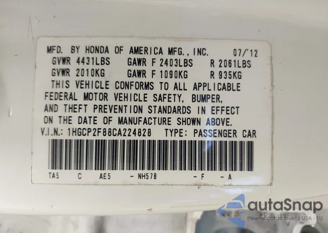 1HGCP2F88CA224828: 43611289