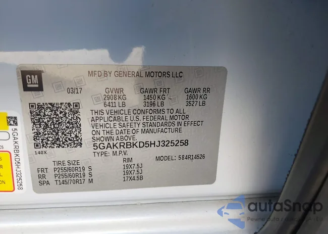 5GAKRBKD5HJ325258: 43612293