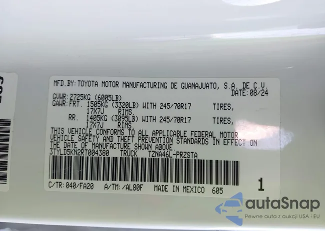 3TYLD5KN2RT004380: 43612298