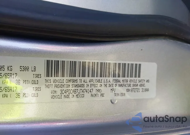 3C4PDCAB7JT474147: 43612350