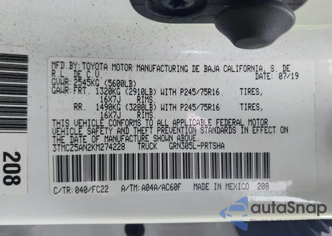 3TMCZ5AN2KM274228: 43612363