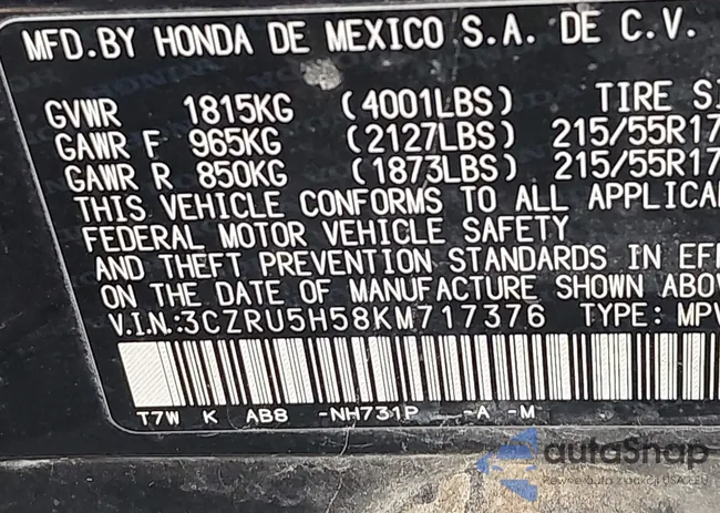 3CZRU5H58KM717376: 43612504