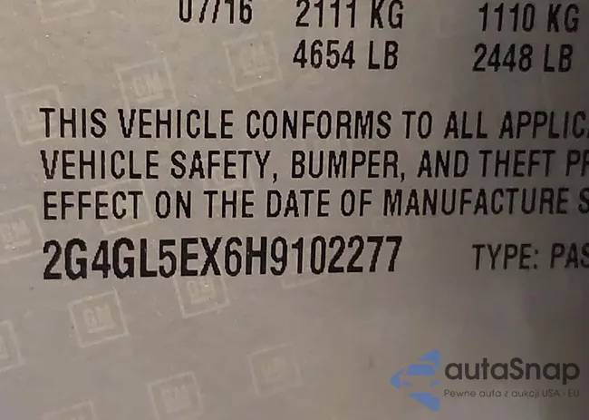 2G4GL5EX6H9102277: 43612516