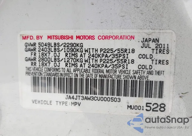 JA4JT3AW3CU000503: 43612585