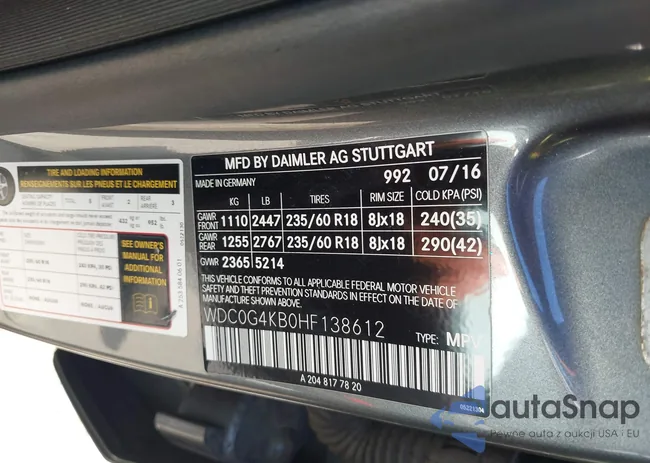 WDC0G4KB0HF138612: 43612733