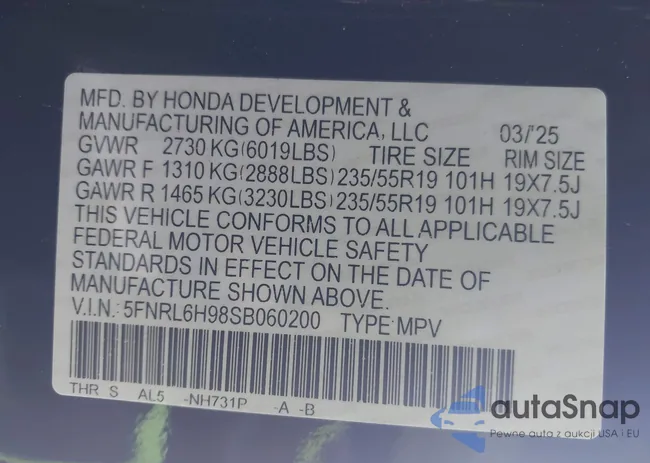 5FNRL6H98SB060200: 43612774