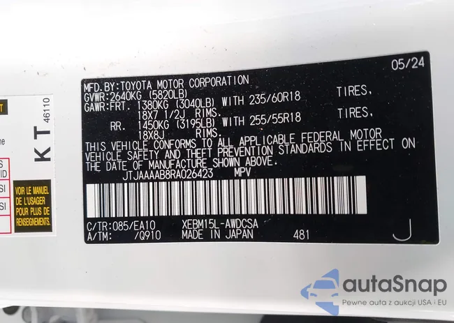 JTJAAAAB8RA026423: 43612841