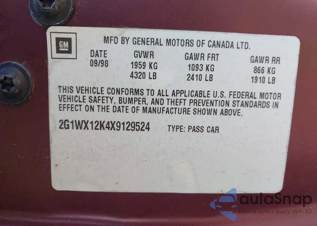 2G1WX12K4X9129524: 43612864