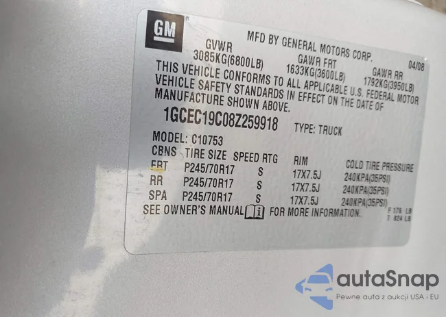 1GCEC19C08Z259918: 43611983