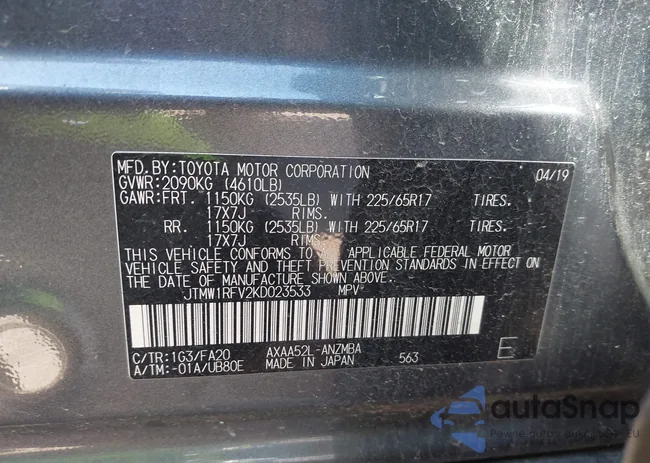 JTMW1RFV2KD023533: 43612063