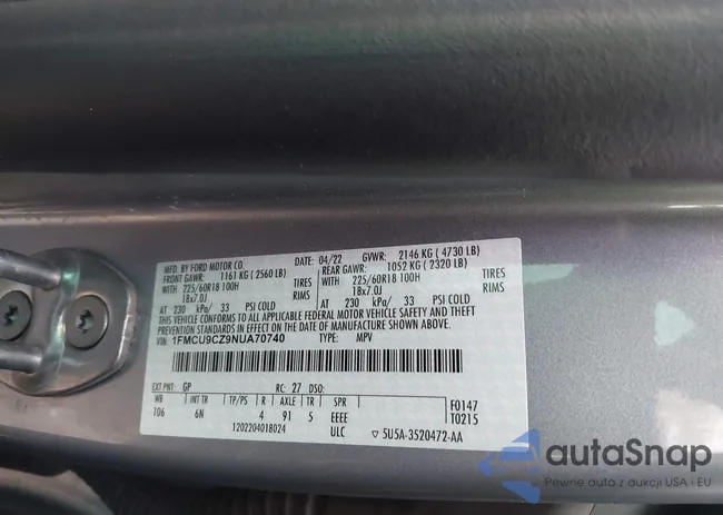 1FMCU9CZ9NUA70740: 43612082