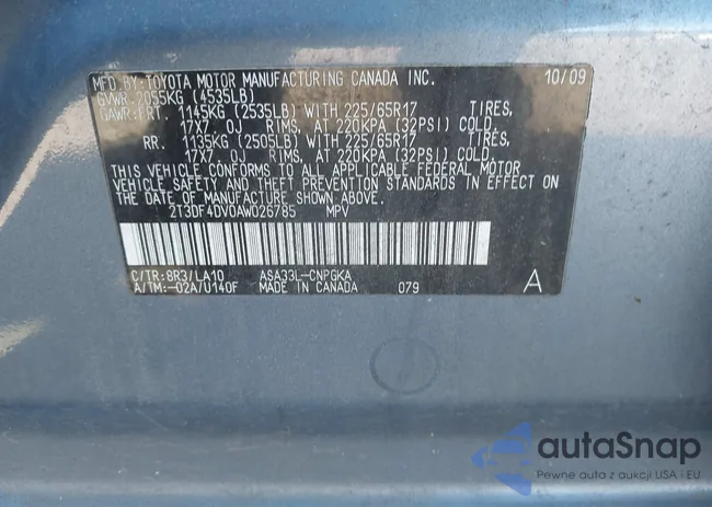 2T3DF4DV0AW026785: 43612225