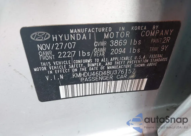 KMHDU46D48U376157: 43613489