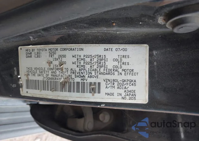 JT3GN86R4Y0178370: 43613650