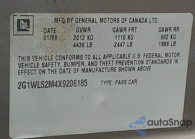 2G1WL52M4X9206185: 43613710