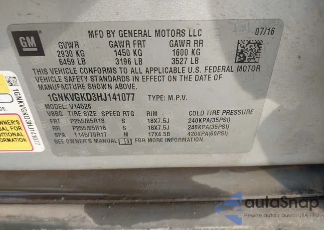 1GNKVGKD3HJ141077: 43612928