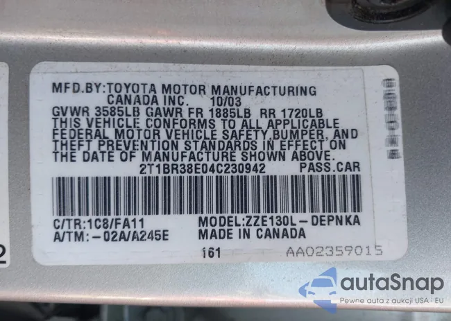 2T1BR38E04C230942: 43612941