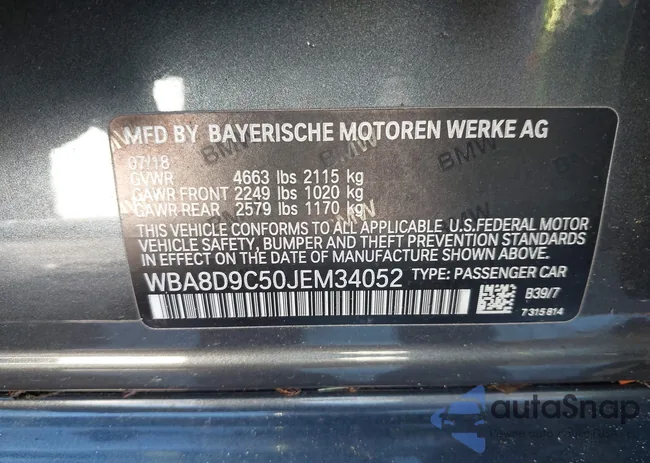 WBA8D9C50JEM34052: 43613210