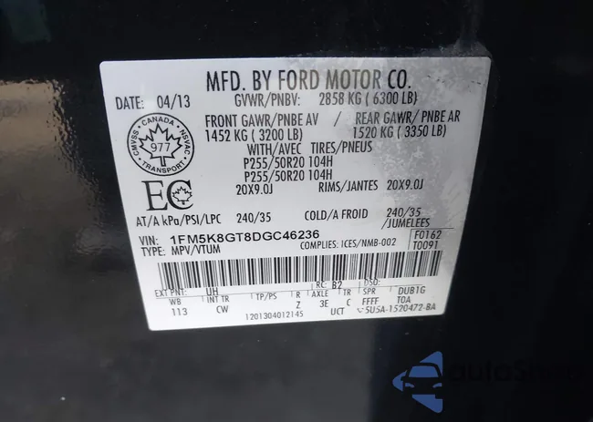 1FM5K8GT8DGC46236: 43613228