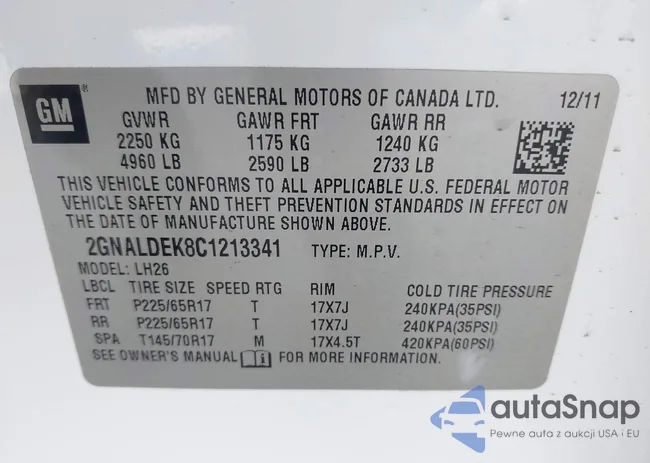 2GNALDEK8C1213341: 43614417