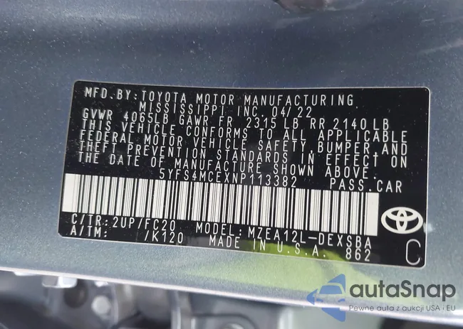 5YFS4MCEXNP113382: 43614562
