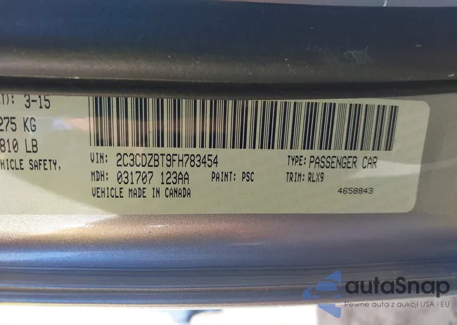 2C3CDZBT9FH783454: 43614666