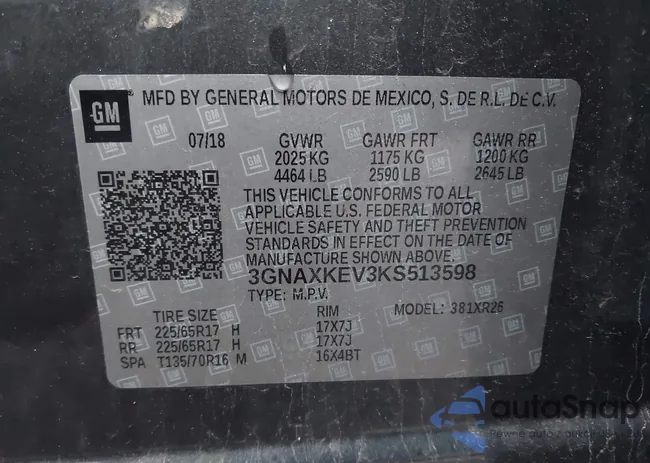 3GNAXKEV3KS513598: 43614700