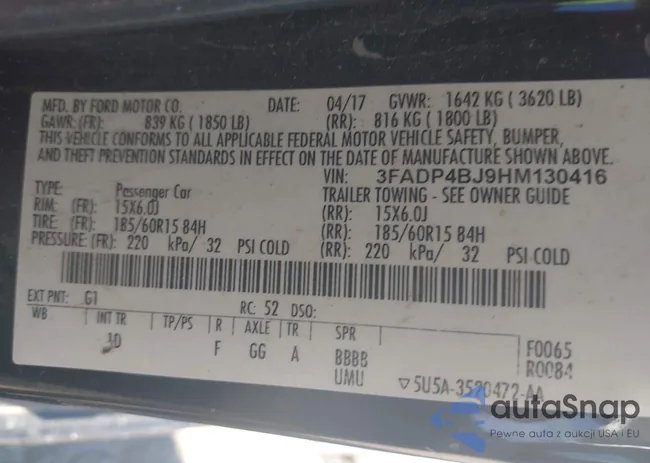 3FADP4BJ9HM130416: 43614801