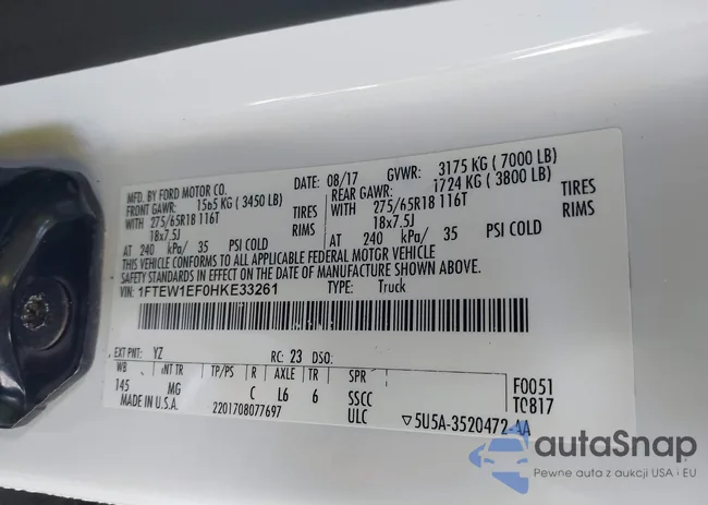 1FTEW1EF0HKE33261: 43614083